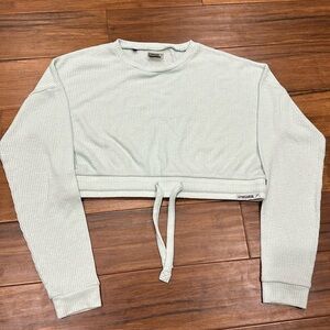 GYMSHARK I Women's Crop Mint Long Sleeve Ribbed Drawstring Shirt Size M